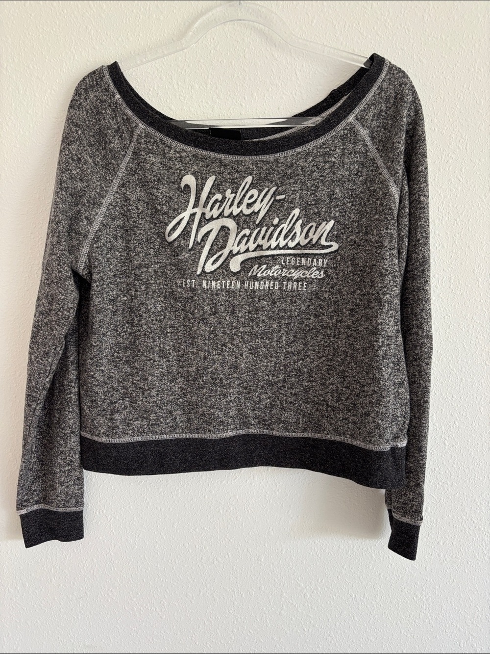 Harley Davidson Women’s slouchy crew neck biker moto Sweater Top